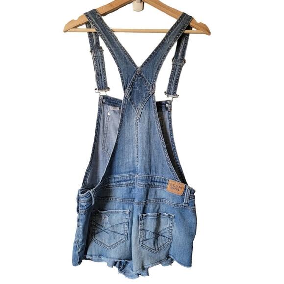 Bethany Mota Denim Jean Overall Shorts With Polka Dot Accent XS - Picture 2 of 5